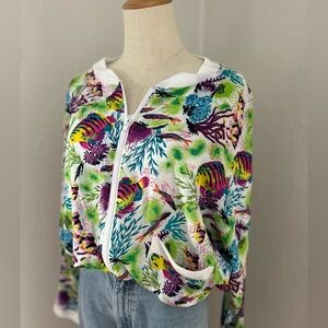 Vintage Colorful Fish and Coral Zip-Up Jacket